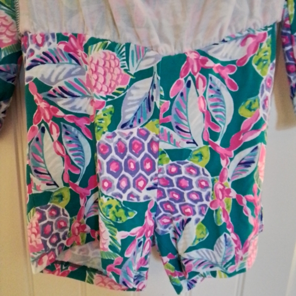 Lilly Pulitzer Lana Skort Romper Maldives Green Turtle Wave Off-Shoulder XXS - Picture 8 of 10